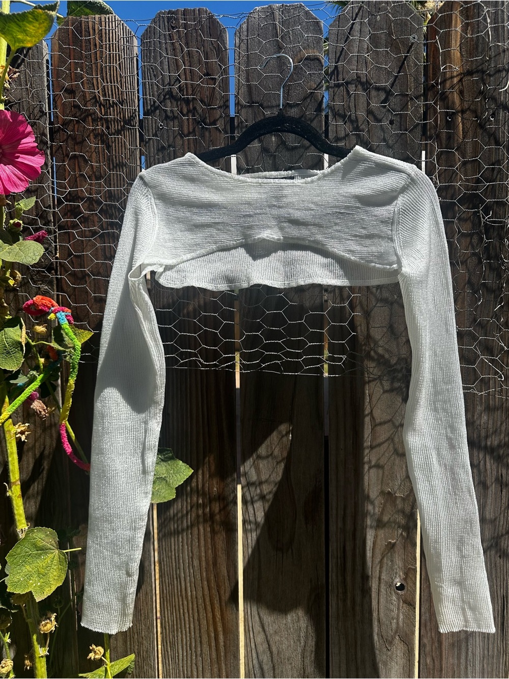 Forever 21 White Ribbed Mesh Long-Sleeve Cover Up